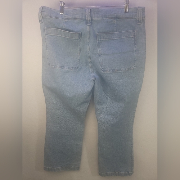Madewell Mid-rise Kick Out Crop Denim Blue Jean Size 33 Front Patch Pockets - Picture 9 of 14